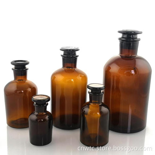 Volume-Specific Amber Glass Reagent Bottles: 30ml, 60ml, 125ml, 250ml, 500ml
